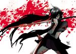  black_hair blood-c jinbei katana kisaragi_saya long_hair red_eyes school_uniform skirt solo sword twintails very_long_hair weapon 