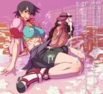  abs bakemonogatari breasts censored covered_nipples cum futanari huge_penis jacket kanbaru_suruga large_breasts mikoyan monogatari_(series) muscle penis short_hair solo testicles translation_request 