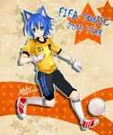  ball blue_hair green_eyes moemon personification short_hair sonic sonic_the_hedgehog spiky_hair 