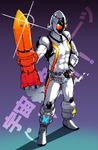  belt kamen_rider kamen_rider_fourze kamen_rider_fourze_(series) male_focus meme50 rocket smoke solo sparkle 