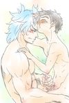  2boys age_difference anal black_hair blue_hair blush handjob kiss komatsu_(toriko) male male_focus multiple_boys naked nude penis sex short_hair toriko_(series) toriko_(toriko) uncensored yaoi 