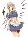  bad_id bad_pixiv_id braid gloves izayoi_sakuya knife maid meumiharagane red_eyes short_hair silver_hair solo touhou twin_braids 