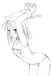  animal_ears asymmetrical_hair bdsm blush bondage bound cat_ears cuffs flat_chest greyscale kaigara_boushi long_hair mahou_sensei_negima! monochrome one-piece_swimsuit open_mouth sakurazaki_setsuna school_swimsuit simple_background sketch solo swimsuit white_background 