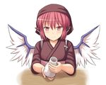  animal_ears bottle head_scarf japanese_clothes mystia_lorelei okamisty phantom2071 pink_eyes pink_hair short_hair smile solo tasuki touhou wings 