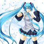  bad_id bad_pixiv_id clenched_hands hatsune_miku highres ihara_natsume long_hair solo star thighhighs very_long_hair vocaloid zettai_ryouiki 