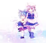  bad_id bad_pixiv_id blue_hair bow chaba_(hortensia) cirno hair_bow hat letty_whiterock multiple_girls short_hair touhou wings 