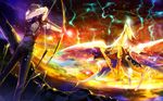  archery armor arrow barding bow_(weapon) colorful dragon dutch_angle evening from_below kyouka_hatori lightning pixiv_fantasia pixiv_fantasia_4 weapon 