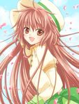  brown_eyes brown_hair hanato_kobato hat kobato. long_hair maekawa_suu petals solo 