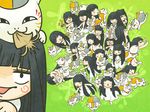  :&lt; :3 animal animal_on_head bad_id bad_pixiv_id black_hair blush cat cat_on_head cat_teaser crossover dress expressions food george_(genesika) hug kimi_ni_todoke kuronuma_sawako long_hair natsume_yuujinchou nyanko obentou on_head rolling smile squid tako-san_wiener tears too_many too_many_cats white_dress 