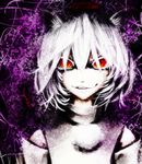  animal_ears colored_eyelashes eyelashes fangs grey_hair hat highres horror_(theme) inubashiri_momiji jakkun parody red_eyes short_hair solo style_parody tokin_hat touhou white_hair wolf_ears 