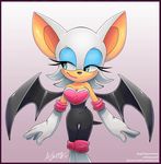  alyssizzle_smithness bat blue_eyes boots eyeshadow female gloves gradient_background half-closed_eyes makeup mammal rouge_the_bat sega solo sonic_(series) tail wings 