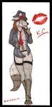  ace_stryker anthro breasts canine female fishnet gangster legwear looking_at_viewer mammal necktie nipples pinup pose solo stockings wolf 