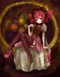  bad_id bad_pixiv_id black_legwear cape charlotte_(madoka_magica) drill_hair high_heels hood lace letta mahou_shoujo_madoka_magica personification pink_hair shoes single_shoe skirt solo thighhighs twin_drills twintails 