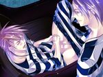  car censored gian_carlo giulio_di_bondone jewelry lowres lucky_dog male male_focus masturbation motor_vehicle necklace open_mouth penis pink_hair pixelated_penis prison prisoner purple_hair shirt striped striped_shirt tennenouji vehicle voyeurism watching yaoi 