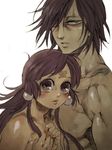  black_hair blush junas mankintan naked nude psyren purple_eyes purple_hair riko_hachiboshi scar 