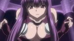  animated animated_gif bounce bouncing_breasts breasts cleavage etou_fujiko female gif ichiban_ushiro_no_daimaou large_breasts long_hair mole purple_eyes purple_hair solo 