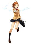  404_(artist) brown_eyes brown_hair coin electricity hair_ornament hairpin misaka_mikoto one_eye_closed school_uniform shorts skirt solo to_aru_kagaku_no_railgun to_aru_majutsu_no_index uniform 