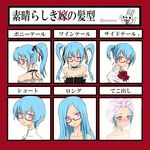 amamiya_sakurako blue_hair chart cosplay glasses psyren purple_eyes school_uniform twin_tails twintails yoriwo 