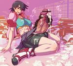  abs bakemonogatari bike_shorts books breasts censored cum cum_everywhere ejaculation erect_nipples futanari huge_penis jacket kanbaru_suruga mikoyan muscle penis short_hair smile sports_bra testicles 