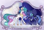  alicorn blue_hair crown cutie_mark duo equine female feral friendship_is-magic friendship_is_magic hair hi_res horn long_hair mammal my_little_pony princess princess_celestia_(mlp) princess_luna_(mlp) royalty sibling sisters winged_unicorn wings 