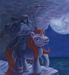  apocalypse_ponies cloud clouds death death_(personification) equine hair horn horsemen_of_the_apocalypse male mammal moon my_little_pony night red_hair scythe sea unicorn water 