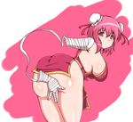  absurdres ass bent_over breasts curvy dress female from_behind hair_ornament hanging_breasts ibara_kasen ibaraki_kasen large_breasts looking_back moisture moisture_(chichi) no_bra no_panties pink_eyes pink_hair short_hair sideboob solo standing thighs touhou 