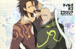  alvin_(tales) bad_id bad_pixiv_id beard brown_eyes brown_hair coat cravat facial_hair long_hair multiple_boys mustache nic_(kevin) ponytail rowen_j._ilbert smile tales_of_(series) tales_of_xillia white_hair 