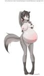  balls breasts canine greywolf_blacksock herm intersex lactating mammal mess1ah nipples nude penis pregnant solo wolf 