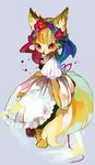  anthro canine dress female flower fox looking_at_viewer mammal robi simple_background solo star 