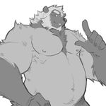  chubby looking_at_viewer male mammal monochrome musclegut mustelid nipples nude overweight solo unknown_artist wolverine 