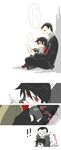  black_hair boy comic gloves male male_focus monochrome pokemon red_eyes 