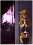  anthro bed blonde_hair boots canine caught cheating clothed clothing collar crying curtains female fox group hair kubikitsune lock male mammal panties ribbons sex skimike skimpy slave solo straight tears thigh_gap underwear window 