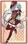  aqua_eyes belt blue_eyes garter_straps gloves hat hat_tip hatsune_miku long_hair shoes smile solo thighhighs tsukasa_kinako twintails very_long_hair vocaloid 