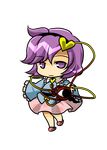  chibi floral_print hairband hat heart komeiji_satori pink_skirt purple_eyes purple_hair shirt short_hair skirt smile socha solo third_eye touhou transparent_background 