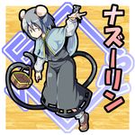  animal_ears basket dress jewelry mouse mouse_ears mouse_tail nazrin necklace roah silver_hair smile solo tail touhou 