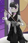  anthro anthrofied black_hair blush bow_(stringed_instrument) bow_tie breasts cello dress equine female friendship_is_magic hair hasbro horse long_hair mammal music musical_instrument my_little_pony octavia_(mlp) pony purple_eyes skykain solo 