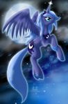  alicorn cutie_mark equine female feral friendship_is_magic full_moon fullmoon hair hasbro horn horse keatonnoir long_hair mammal moon my_little_pony pegacorn pony princess_luna_(mlp) solo space stars tail winged_unicorn wings 