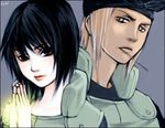  black_eyes black_hair blonde_hair flak_jacket kichijitsu lowres naruto shiranui_genma shizune_(naruto) vest 