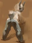  anthro butt canine exposed female halsione looking_back looking_over_shoulder mammal raised_tail solo standing tail young 
