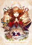  bird brown_hair cake closed_eyes cross death_(entity) fire flower food h@ruichi little_match_girl long_hair matches original pie praying raven_(animal) red_hair ribbon rosary solo 