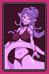  bad_id bad_pixiv_id bracelet breasts caracol choker covered_nipples jewelry lamia large_breasts looking_at_viewer monster_girl navel open_mouth pink_eyes pointy_ears purple purple_skin smile snake_hair solo tail 