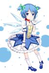  alternate_hairstyle bobby_socks bow cirno collarbone cosplay dress food frilled_dress frills fusion gloves hair_bow kaname_madoka kaname_madoka_(cosplay) mahou_shoujo_madoka_magica pinky_out popsicle short_twintails socks solo touhou tucana twintails wings 