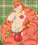  anthro bulge christmas christmas_tree clothing feline holidays looking_at_viewer male mammal marlon.cores muscular muscular_male nipples pecs solo standing tree underwear 
