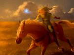  bad_id bad_pixiv_id blonde_hair blue_eyes epona gloves hat horse link navi om_(carbohydratism) pointy_ears smile sword the_legend_of_zelda the_legend_of_zelda:_ocarina_of_time weapon 