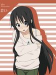  akiyama_mio black_eyes black_hair character_name ikari_manatsu k-on! long_hair off_shoulder solo sweat sweater 