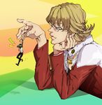  bad_id bad_pixiv_id barnaby_brooks_jr blonde_hair brown_eyes brown_hair cabbie_hat eyelashes facial_hair glasses green_eyes hand_on_own_chin hat jacket jewelry kaburagi_t_kotetsu lightning_bolt male_focus miniboy multiple_boys necklace necktie red_jacket string stubble tiger_&amp;_bunny vest waistcoat x_hako 