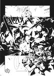  2girls banpai_akira comic doujinshi explosion gaijin_4koma greyscale highres izayoi_sakuya monochrome multiple_girls remilia_scarlet scan touhou translation_request 