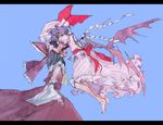  ascot bad_id bad_pixiv_id barefoot bat_wings blood blood_on_face blue_hair bow brown_hair detached_sleeves gohei hair_bow hakurei_reimu hat head_grab impaled lastdark letterboxed multiple_girls polearm remilia_scarlet shirt sketch skirt skirt_set spear touhou weapon wings wrist_cuffs 