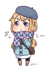  :t argyle argyle_scarf bad_id bad_pixiv_id bag beret blonde_hair blue_eyes chibi coat eyebrows handbag hat k-on! k-on!_movie kotobuki_tsumugi long_hair pantyhose pout scarf solo sunameri_oishii winter_clothes winter_coat 