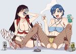 alcohol beer bikini bishoujo_senshi_sailor_moon black_hair blue_eyes blue_hair blush breasts cameltoe cigarette cleavage closed_eyes corruption cross drunk earrings feet fishnet_legwear fishnets hino_rei jewelry large_breasts long_hair micro_bikini mizuno_ami mizuryuu_kei multiple_girls no_bra open_mouth out_of_character pendant pinky_out revealing_clothes see-through shirt short_hair sitting smile smoke smoking soles spread_legs swimsuit taut_clothes taut_shirt thighhighs toes 